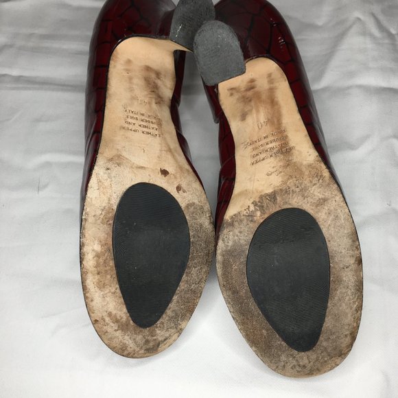 Anyi Lu Embossed Croc Red Patent Leather Heels 40 - Picture 6 of 9